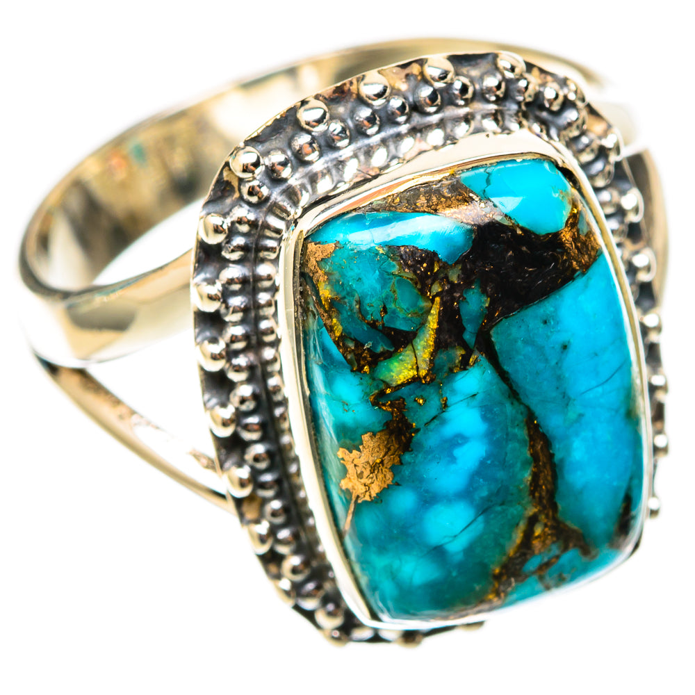 Blue Copper Composite Turquoise Rings handcrafted by Ana Silver Co - RING118307 - Photo 2