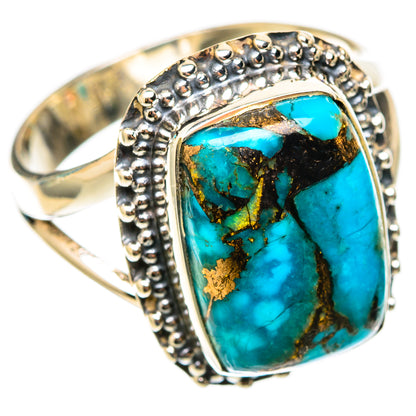 Blue Copper Composite Turquoise Rings handcrafted by Ana Silver Co - RING118307 - Photo 2