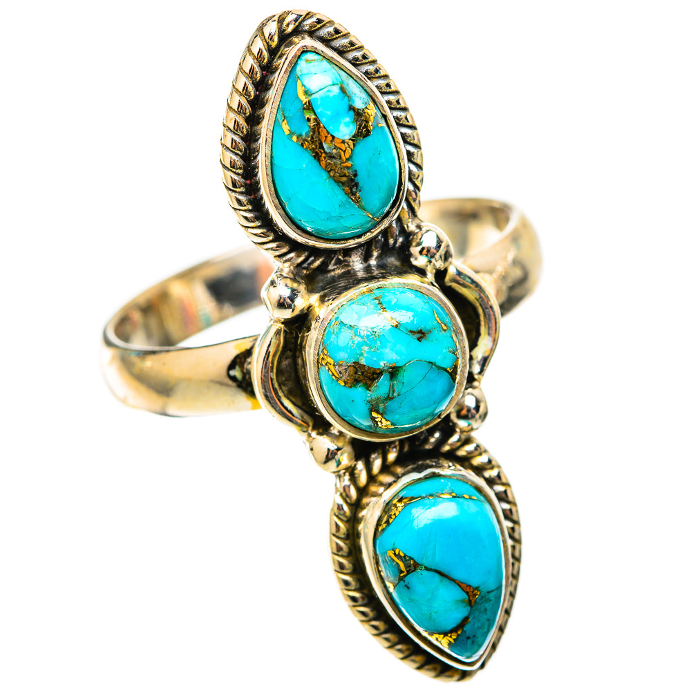 Blue Copper Composite Turquoise Rings handcrafted by Ana Silver Co - RING118310 - Photo 2