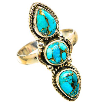 Blue Copper Composite Turquoise Rings handcrafted by Ana Silver Co - RING118331 - Photo 2