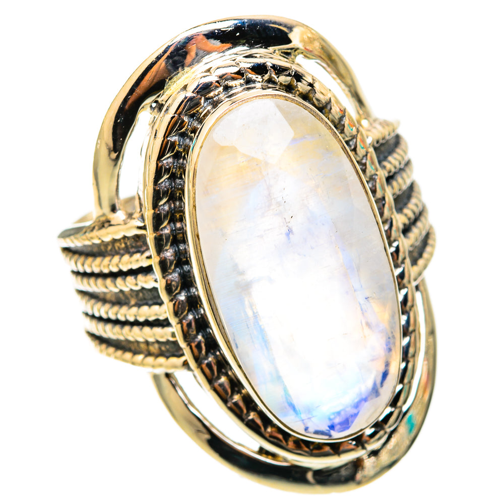 Rainbow Moonstone Rings handcrafted by Ana Silver Co - RING118351 - Photo 2