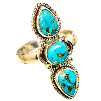 Blue Copper Composite Turquoise Rings handcrafted by Ana Silver Co - RING118356 - Photo 2