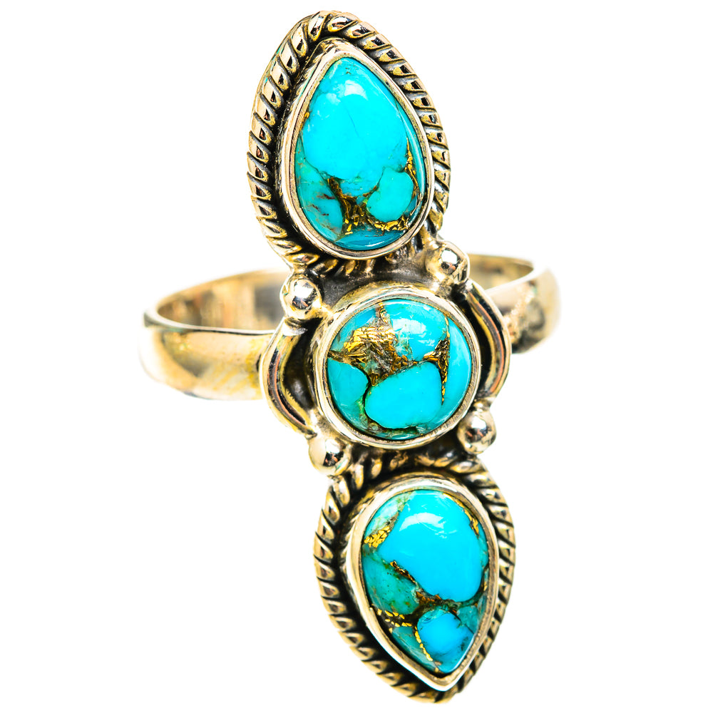 Blue Copper Composite Turquoise Rings handcrafted by Ana Silver Co - RING118395 - Photo 2