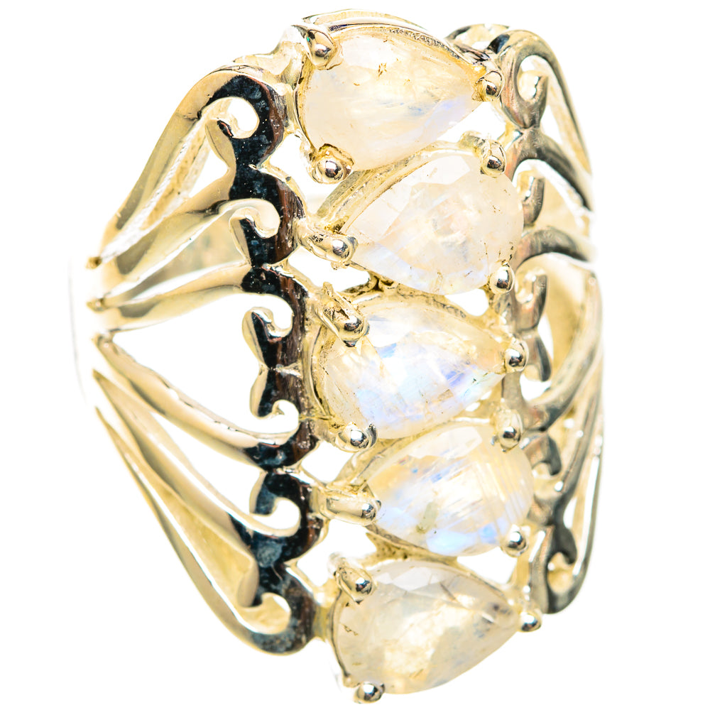 Rainbow Moonstone Rings handcrafted by Ana Silver Co - RING118410 - Photo 2