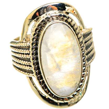 Rainbow Moonstone Rings handcrafted by Ana Silver Co - RING118411 - Photo 2