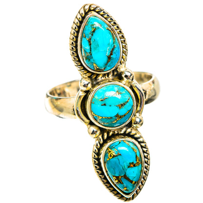 Blue Copper Composite Turquoise Rings handcrafted by Ana Silver Co - RING118417 - Photo 2