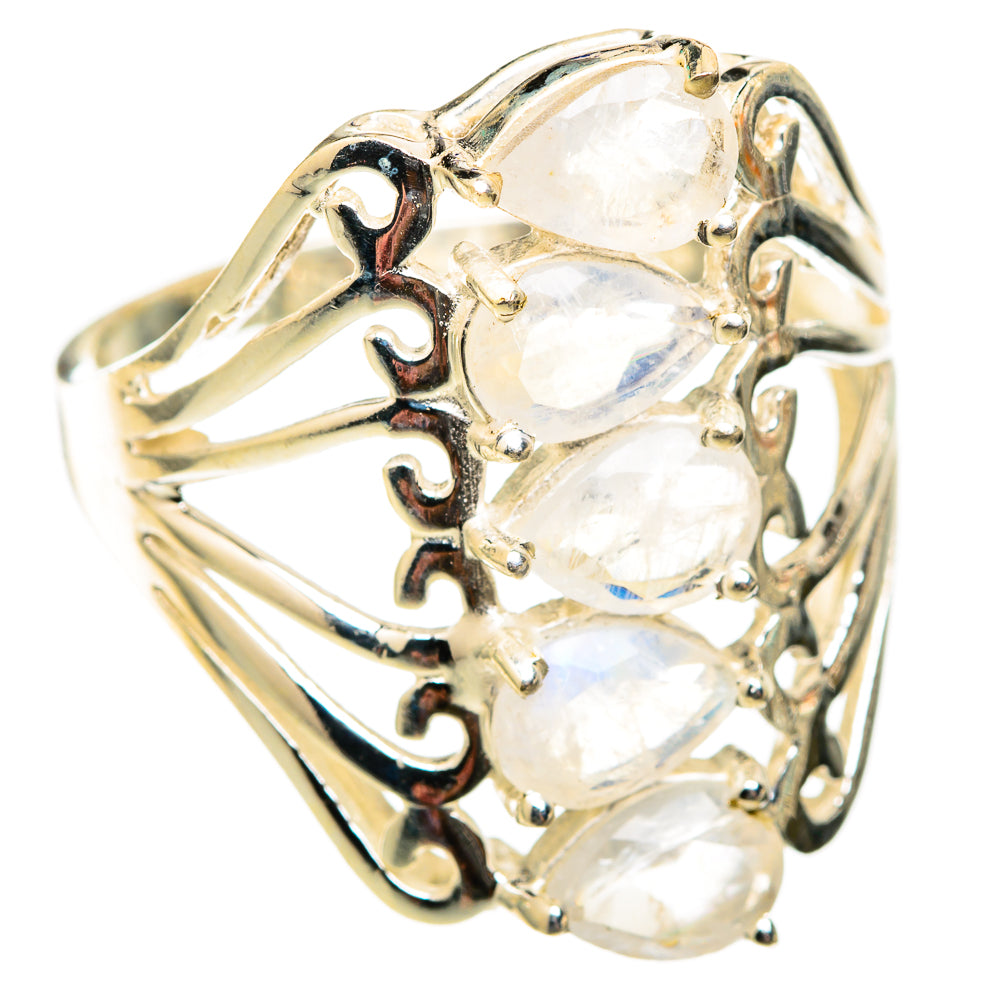 Rainbow Moonstone Rings handcrafted by Ana Silver Co - RING118427 - Photo 2