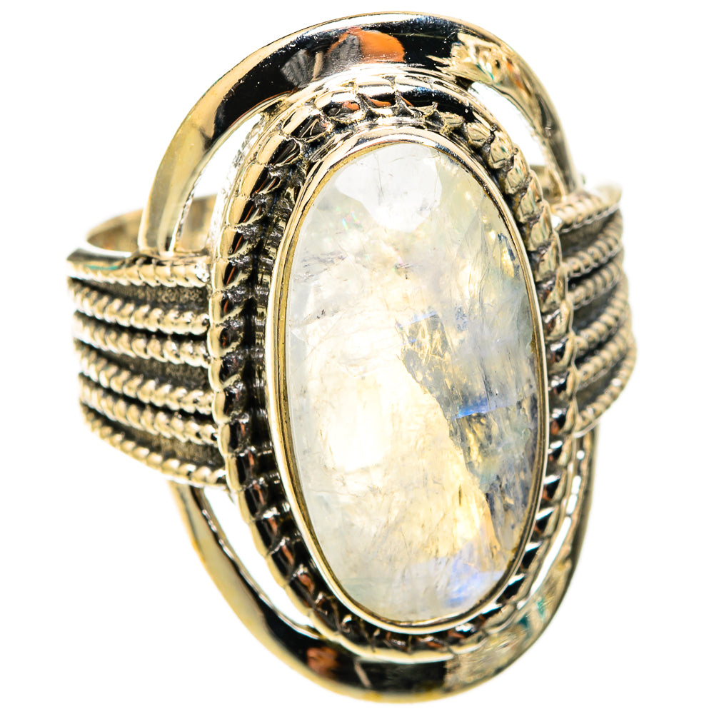 Rainbow Moonstone Rings handcrafted by Ana Silver Co - RING118428 - Photo 2