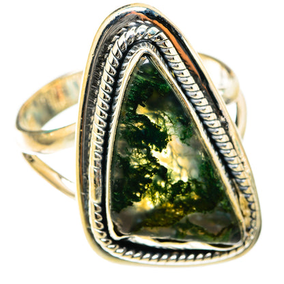 Green Moss Agate Rings handcrafted by Ana Silver Co - RING118437 - Photo 2