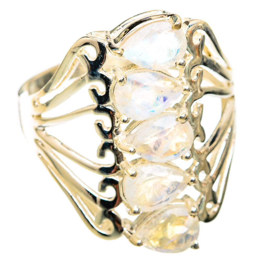 Rainbow Moonstone Rings handcrafted by Ana Silver Co - RING118443 - Photo 2