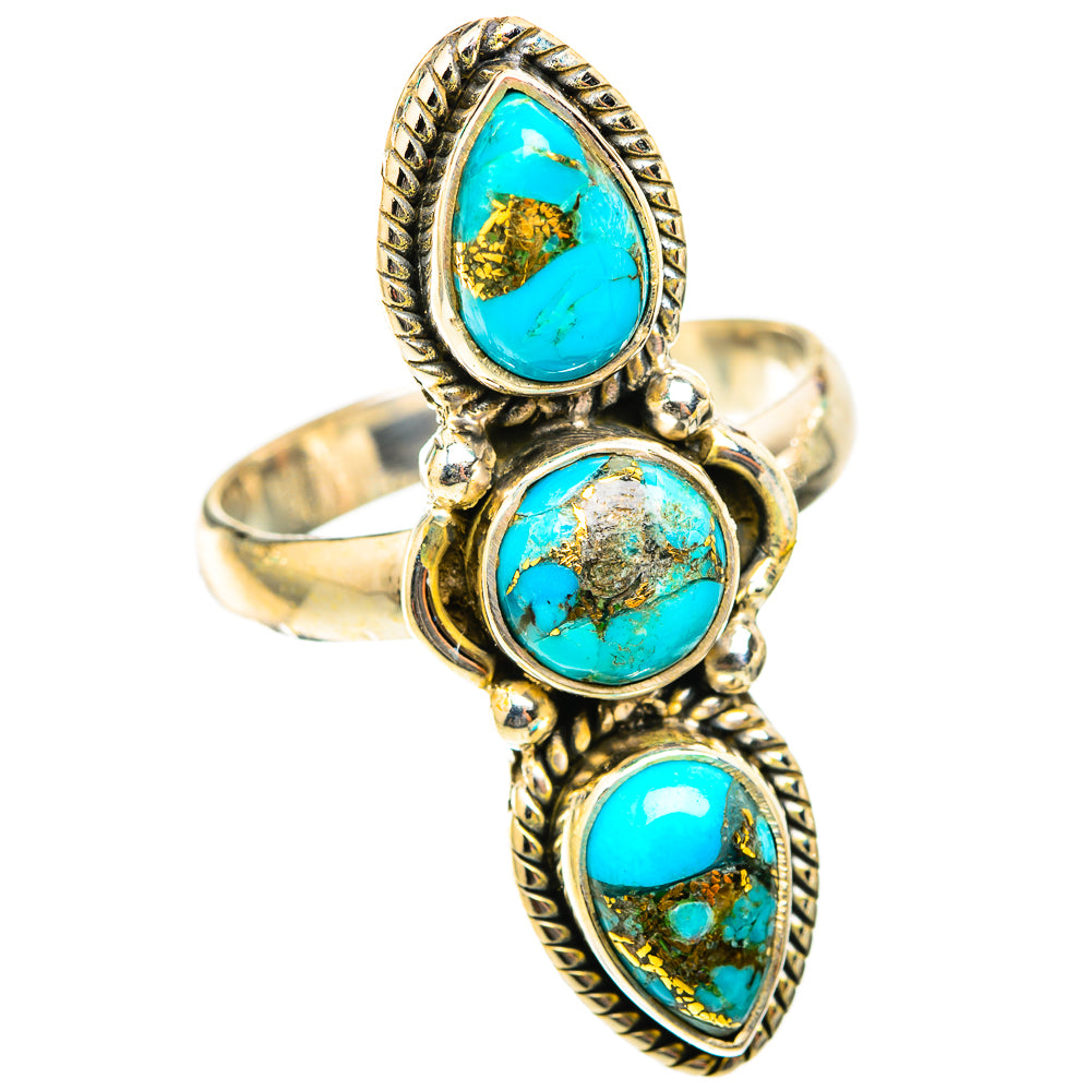 Blue Copper Composite Turquoise Rings handcrafted by Ana Silver Co - RING118447 - Photo 2