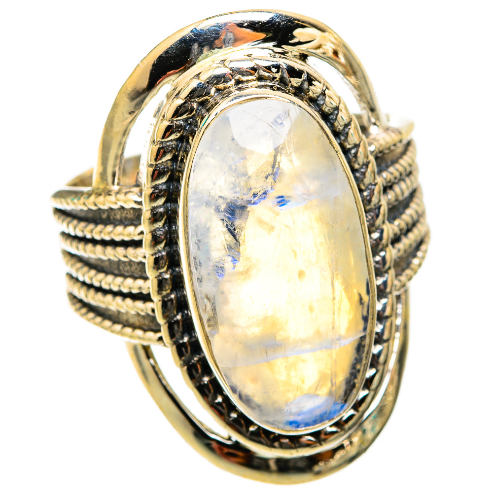 Rainbow Moonstone Rings handcrafted by Ana Silver Co - RING118456 - Photo 2