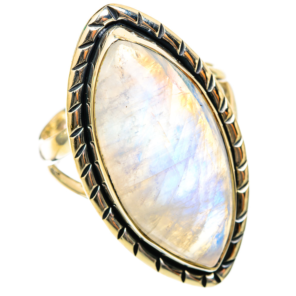 Rainbow Moonstone Rings handcrafted by Ana Silver Co - RING118457 - Photo 2