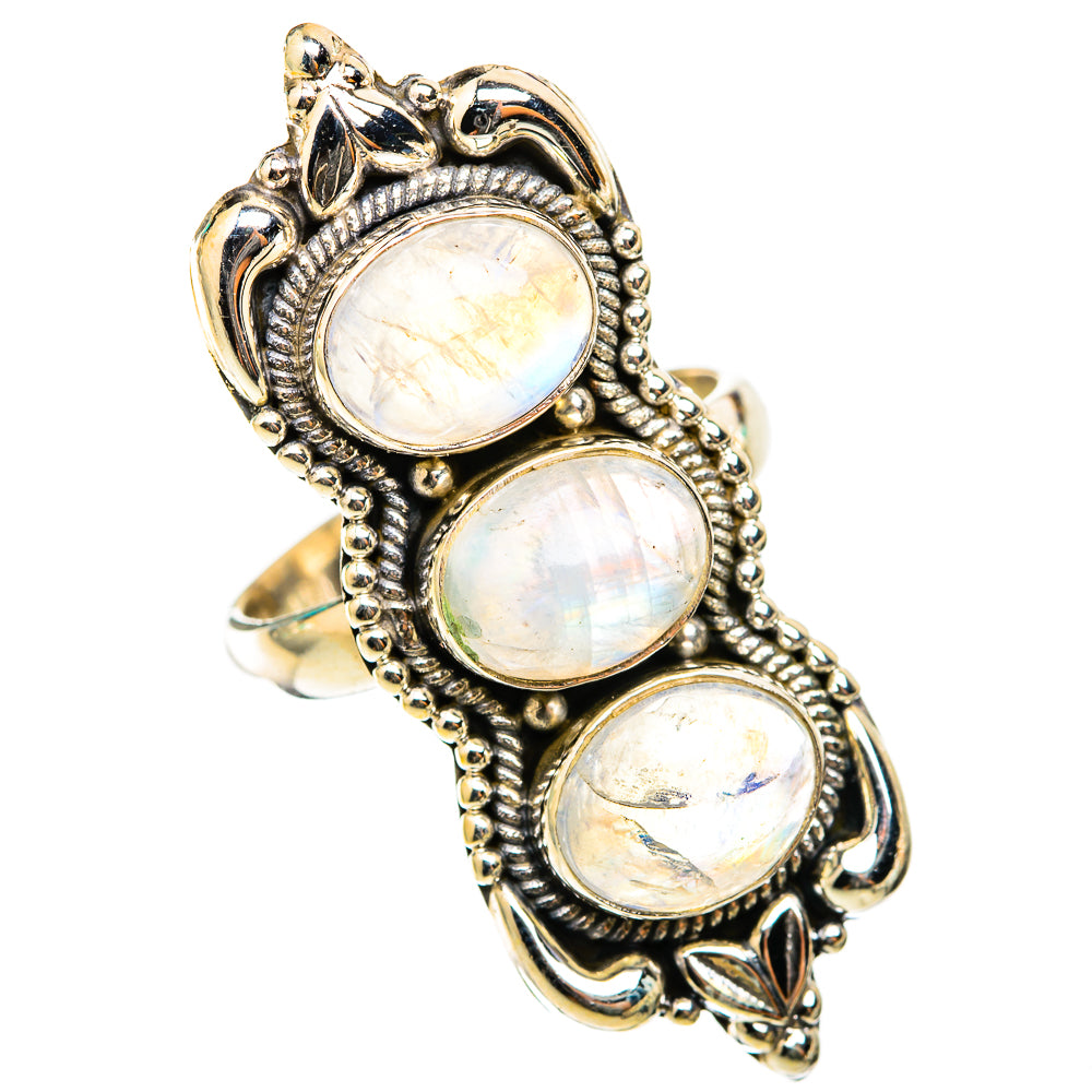 Rainbow Moonstone Rings handcrafted by Ana Silver Co - RING118459 - Photo 2