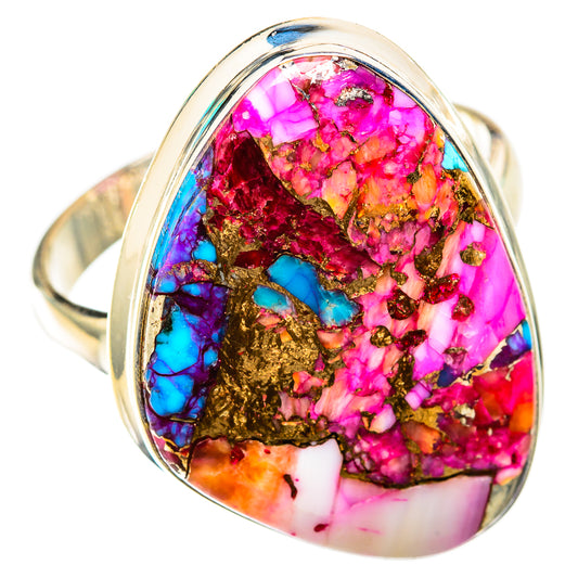 Kingman Pink Dahlia Turquoise Rings handcrafted by Ana Silver Co - RING118461 - Photo 2