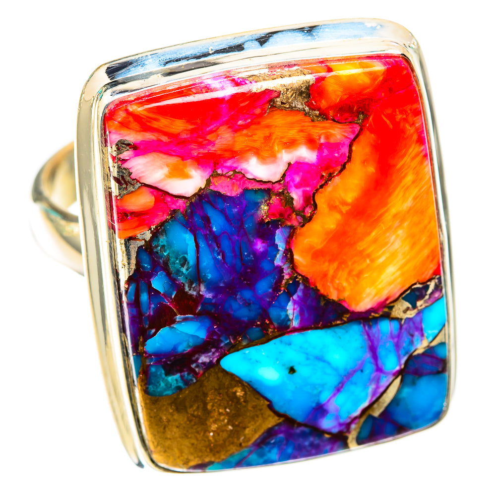 Kingman Pink Dahlia Turquoise Rings handcrafted by Ana Silver Co - RING118462 - Photo 2