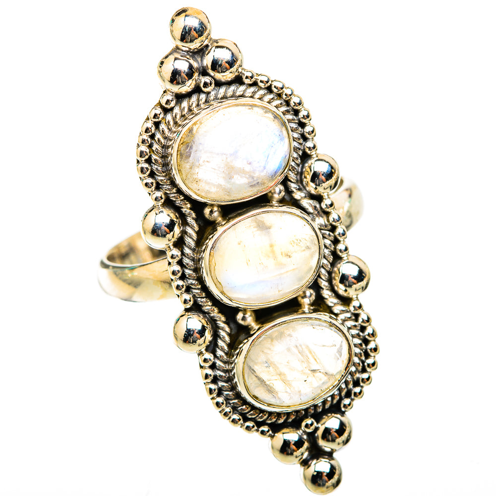 Rainbow Moonstone Rings handcrafted by Ana Silver Co - RING118494 - Photo 2