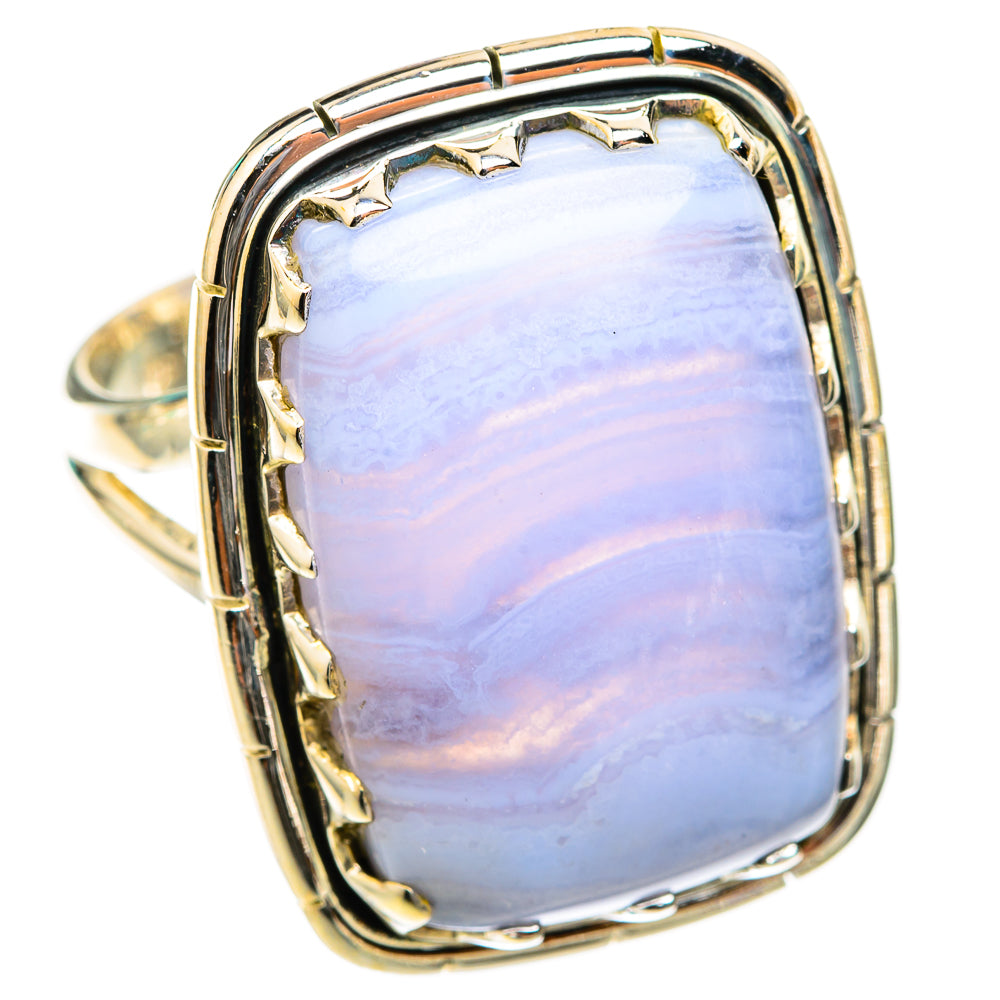 Blue Lace Agate Rings handcrafted by Ana Silver Co - RING118495 - Photo 2