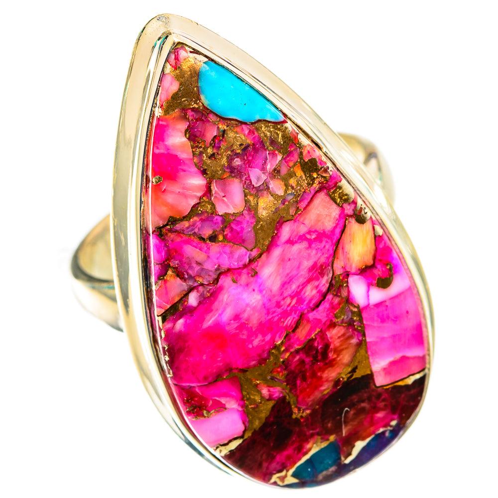 Kingman Pink Dahlia Turquoise Rings handcrafted by Ana Silver Co - RING118498 - Photo 2