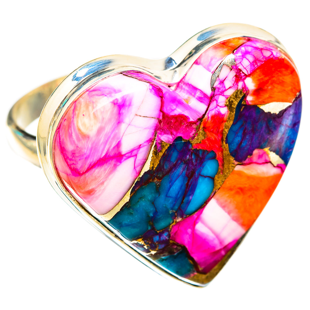 Kingman Pink Dahlia Turquoise Rings handcrafted by Ana Silver Co - RING118500 - Photo 2