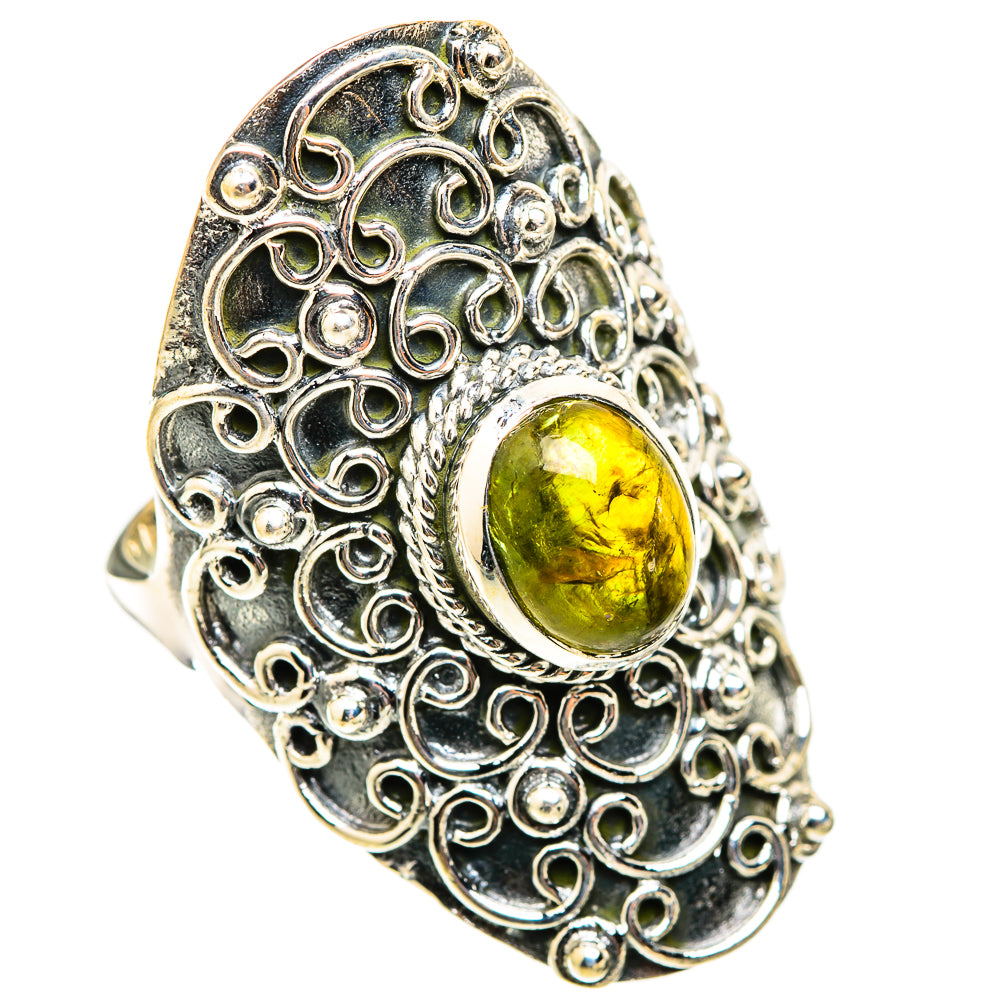 Green Tourmaline Rings handcrafted by Ana Silver Co - RING118516 - Photo 2