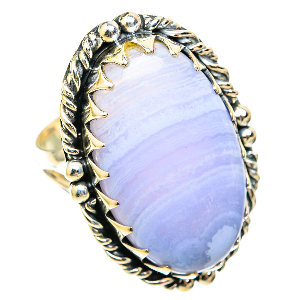 Blue Lace Agate Rings handcrafted by Ana Silver Co - RING118527 - Photo 2