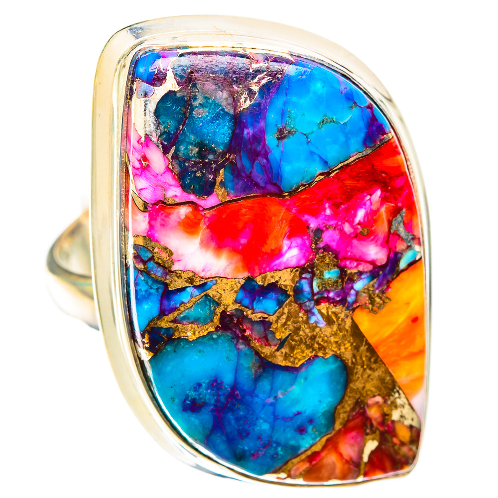 Kingman Pink Dahlia Turquoise Rings handcrafted by Ana Silver Co - RING118538 - Photo 2
