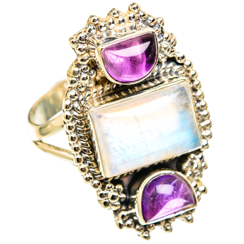 Rainbow Moonstone Rings handcrafted by Ana Silver Co - RING118552 - Photo 2