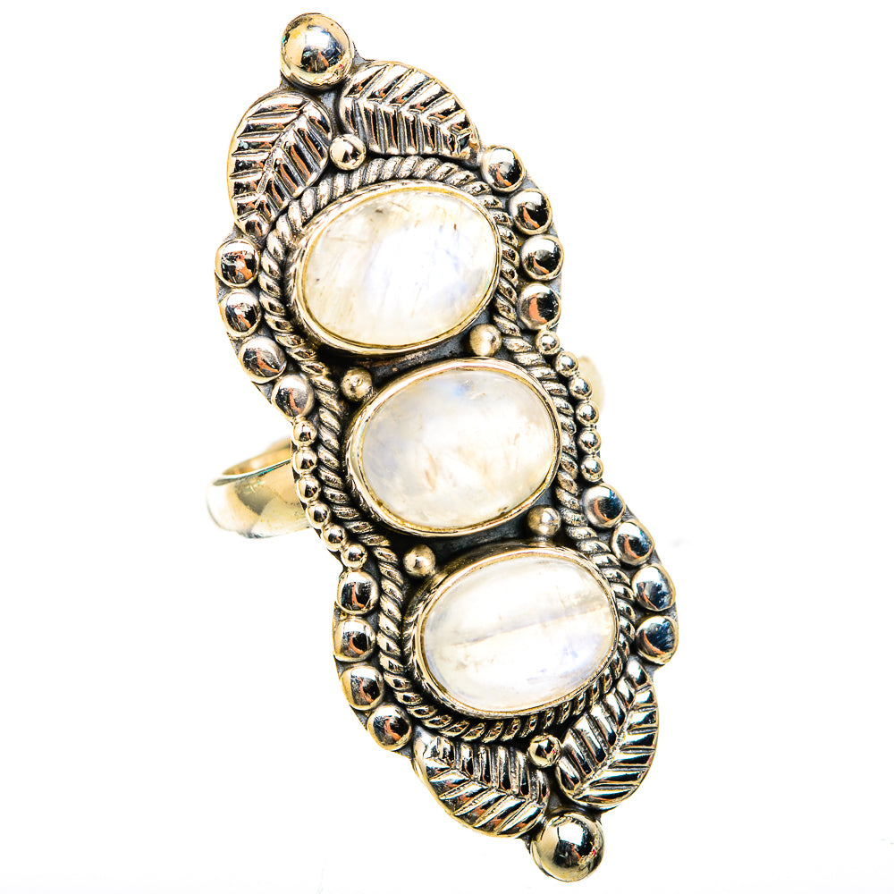 Rainbow Moonstone Rings handcrafted by Ana Silver Co - RING118555 - Photo 2