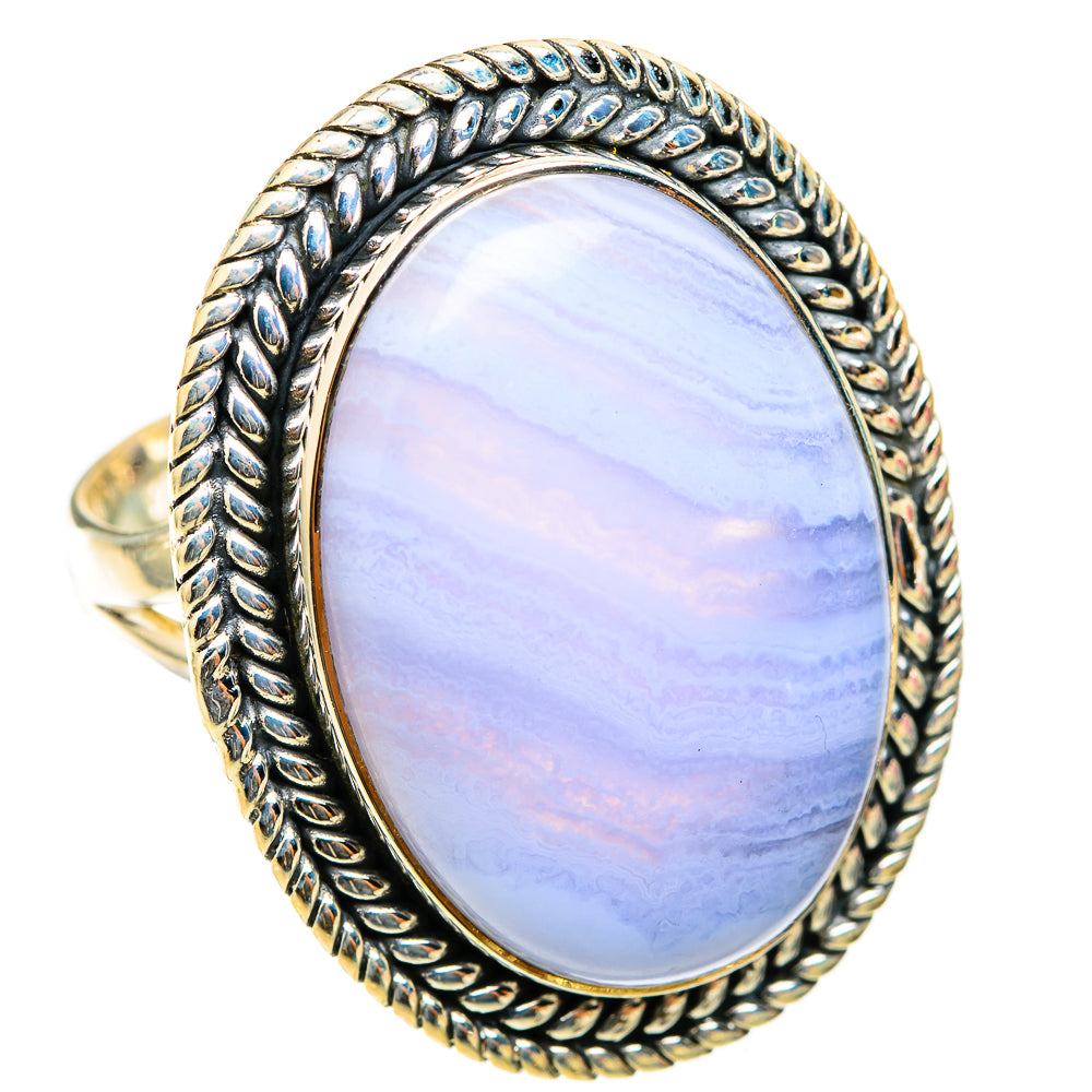 Blue Lace Agate Rings handcrafted by Ana Silver Co - RING118557 - Photo 2