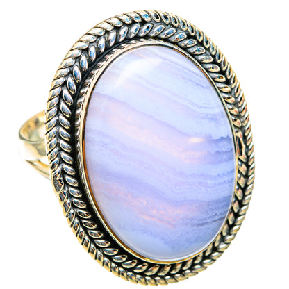 Blue Lace Agate Rings handcrafted by Ana Silver Co - RING118557 - Photo 2
