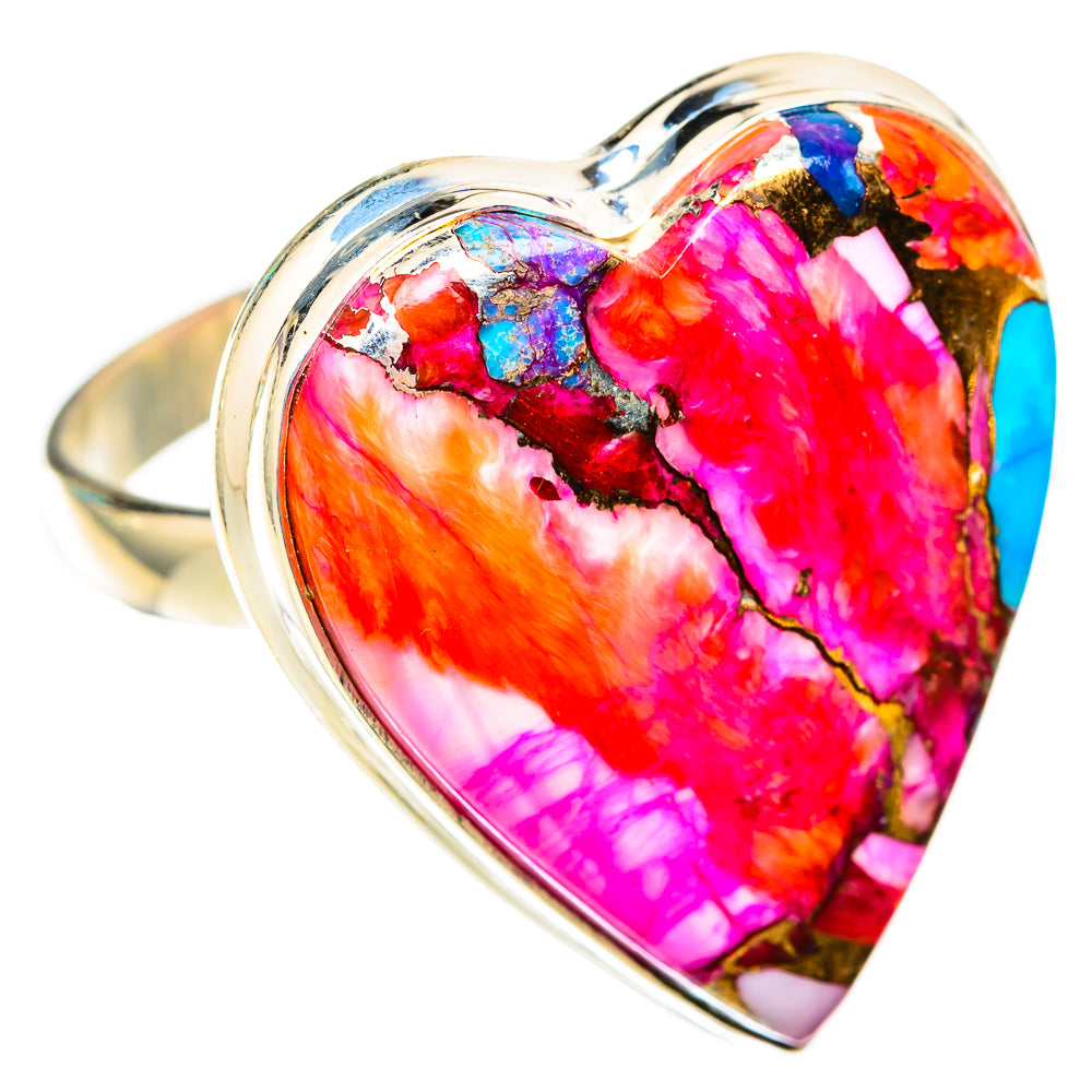 Kingman Pink Dahlia Turquoise Rings handcrafted by Ana Silver Co - RING118560 - Photo 2