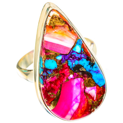 Kingman Pink Dahlia Turquoise Rings handcrafted by Ana Silver Co - RING118561 - Photo 2