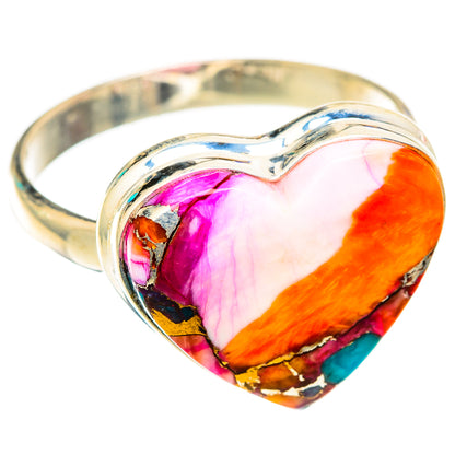 Kingman Pink Dahlia Turquoise Rings handcrafted by Ana Silver Co - RING118582 - Photo 2
