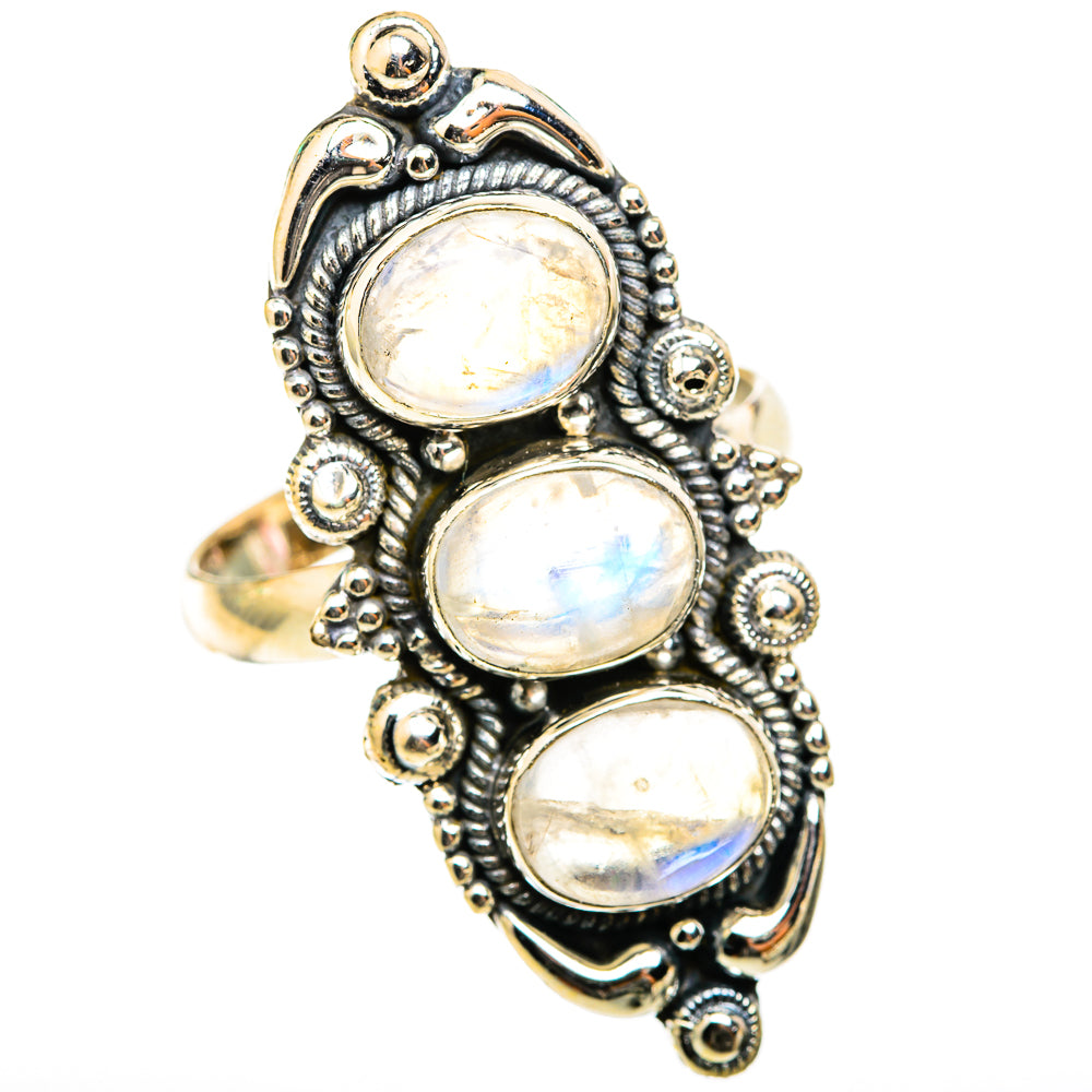 Rainbow Moonstone Rings handcrafted by Ana Silver Co - RING118597 - Photo 2