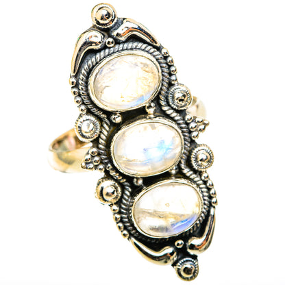 Rainbow Moonstone Rings handcrafted by Ana Silver Co - RING118597 - Photo 2