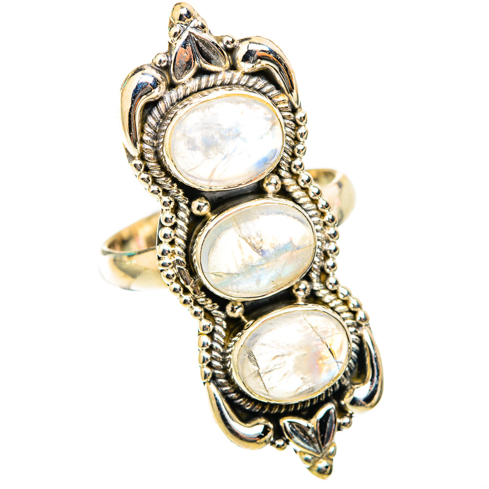 Rainbow Moonstone Rings handcrafted by Ana Silver Co - RING118598 - Photo 2