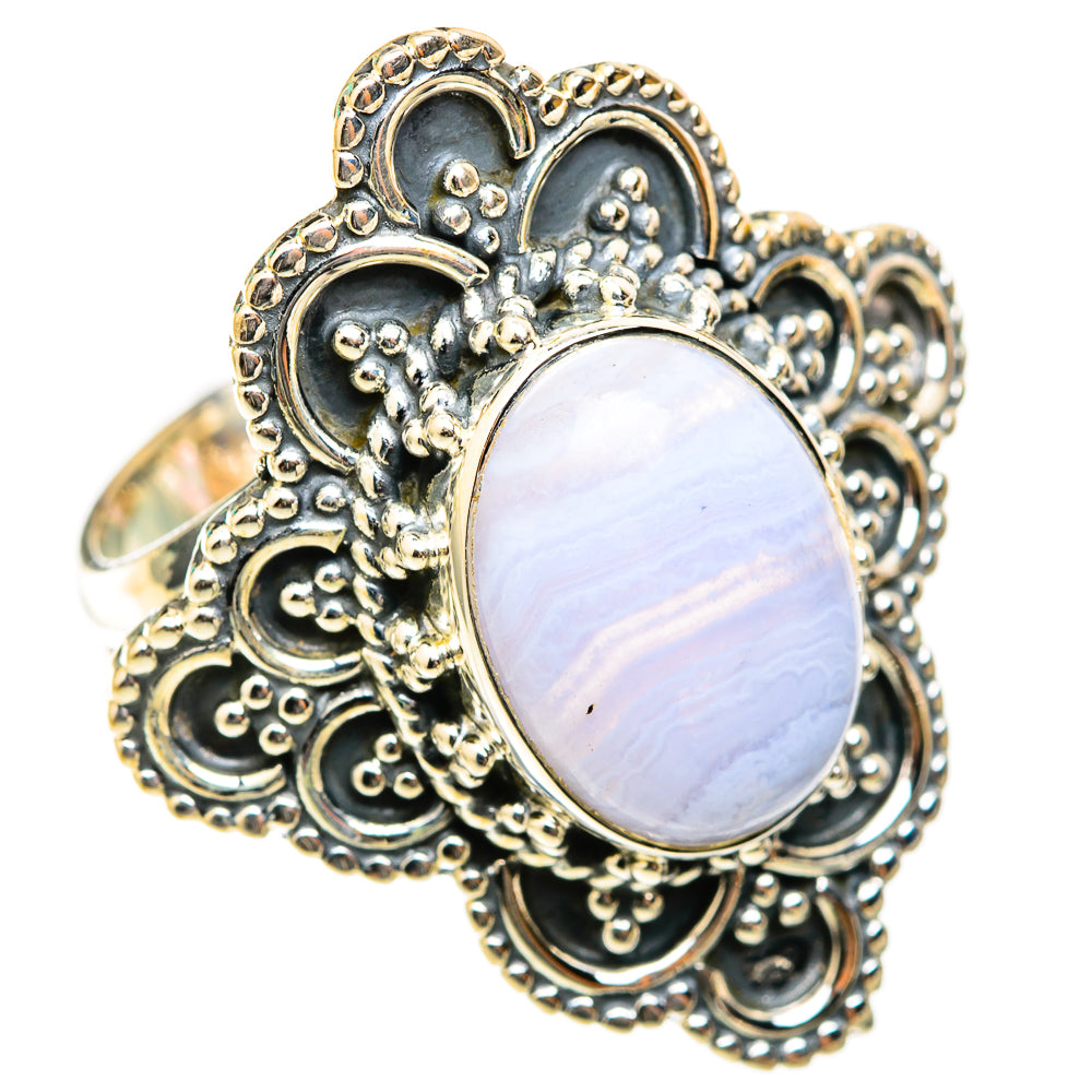 Blue Lace Agate Rings handcrafted by Ana Silver Co - RING118599 - Photo 2