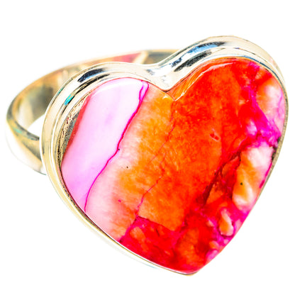 Kingman Pink Dahlia Turquoise Rings handcrafted by Ana Silver Co - RING118601 - Photo 2