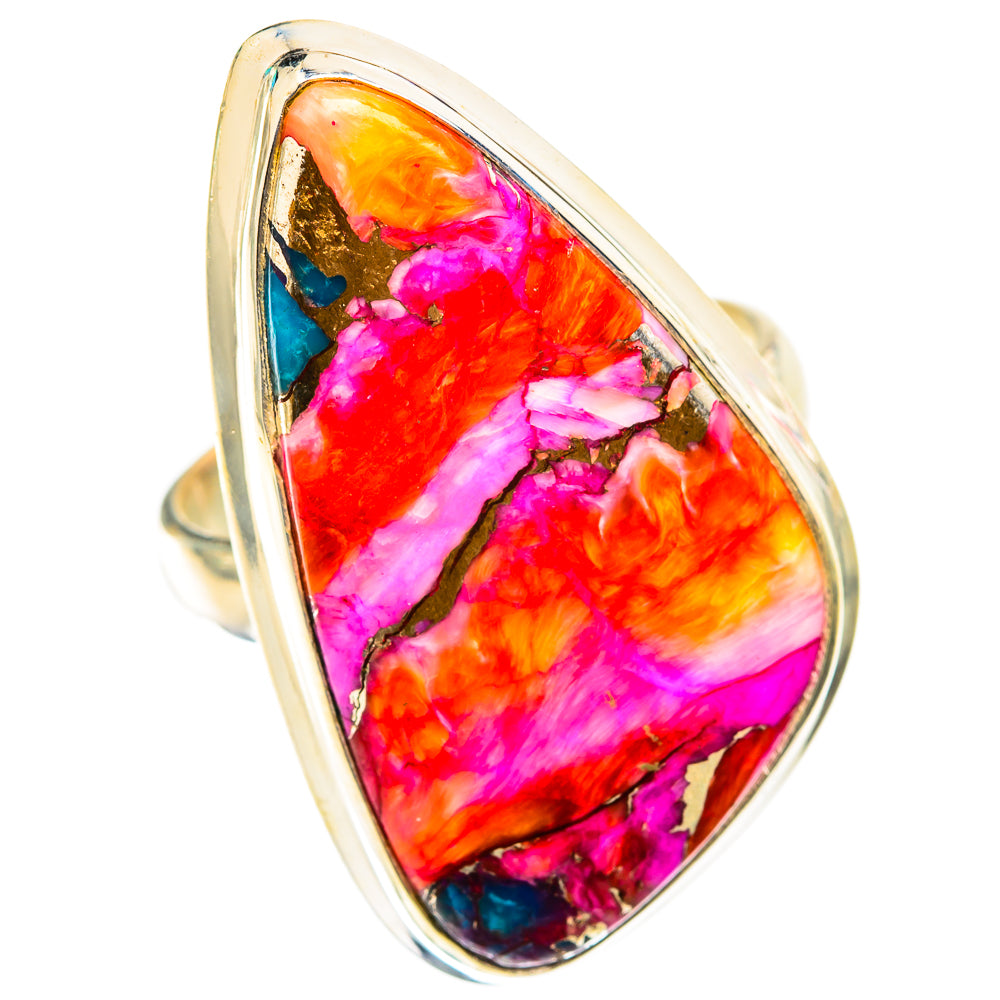 Kingman Pink Dahlia Turquoise Rings handcrafted by Ana Silver Co - RING118602 - Photo 2