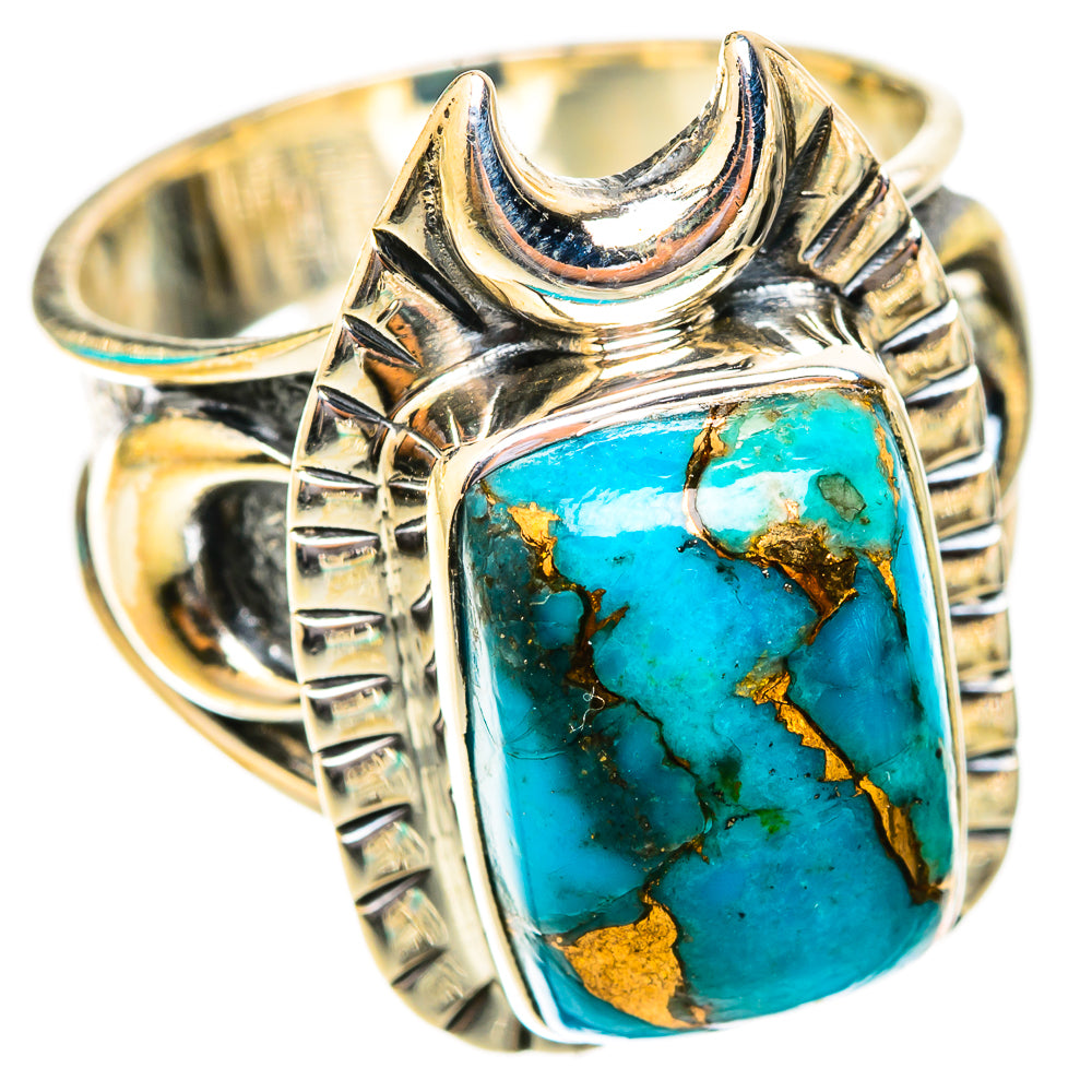 Blue Copper Composite Turquoise Rings handcrafted by Ana Silver Co - RING118611 - Photo 2