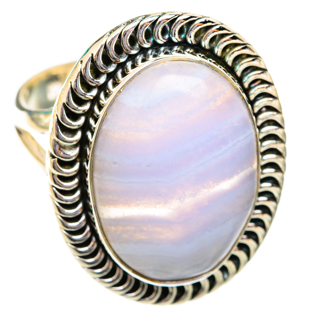 Blue Lace Agate Rings handcrafted by Ana Silver Co - RING118624 - Photo 2