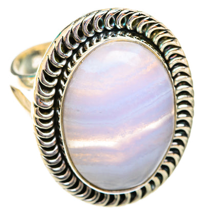 Blue Lace Agate Rings handcrafted by Ana Silver Co - RING118624 - Photo 2