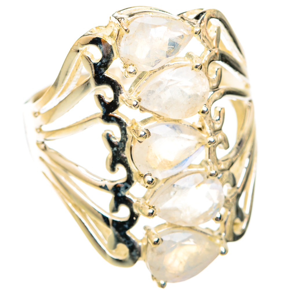 Rainbow Moonstone Rings handcrafted by Ana Silver Co - RING118625 - Photo 2
