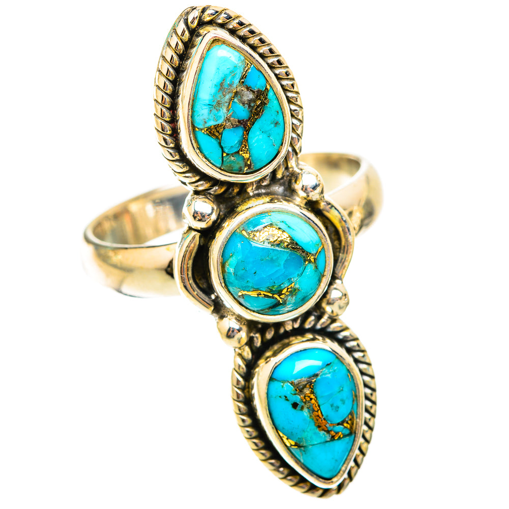 Blue Copper Composite Turquoise Rings handcrafted by Ana Silver Co - RING118633 - Photo 2