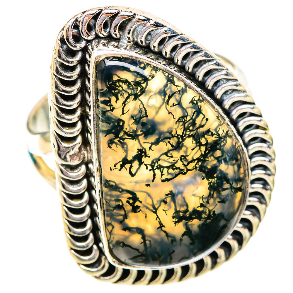 Green Moss Agate Rings handcrafted by Ana Silver Co - RING118665 - Photo 2