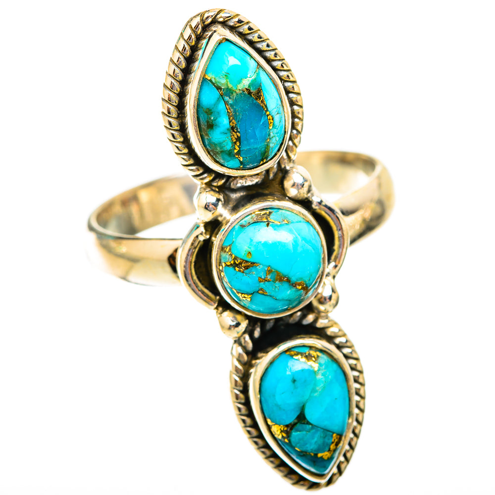 Blue Copper Composite Turquoise Rings handcrafted by Ana Silver Co - RING118685 - Photo 2