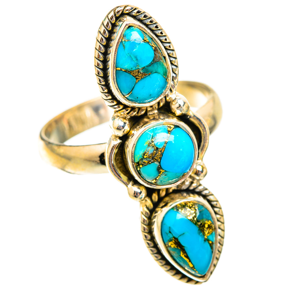 Blue Copper Composite Turquoise Rings handcrafted by Ana Silver Co - RING118706 - Photo 2