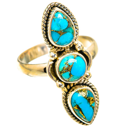 Blue Copper Composite Turquoise Rings handcrafted by Ana Silver Co - RING118706 - Photo 2