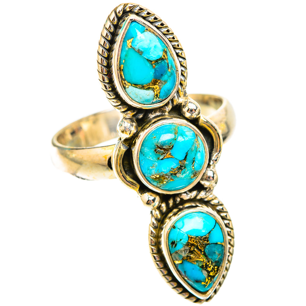 Blue Copper Composite Turquoise Rings handcrafted by Ana Silver Co - RING118723 - Photo 2